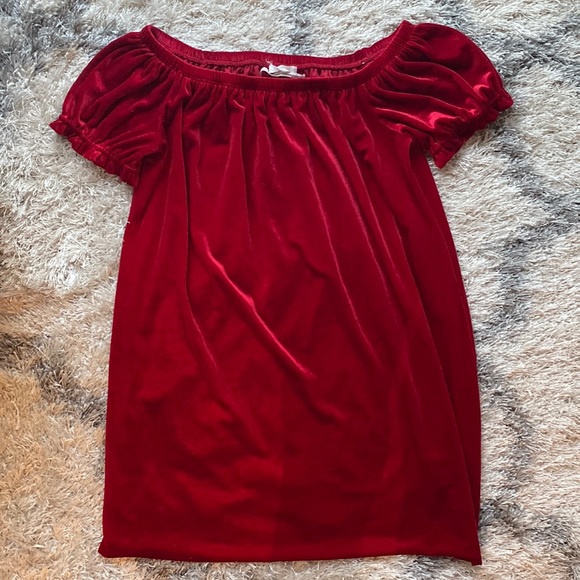 URBAN OUTFITTERS red velvet off shoulder mini dress - Picture 4 of 6
